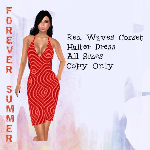 forever summer red waves corset halter dress_ad